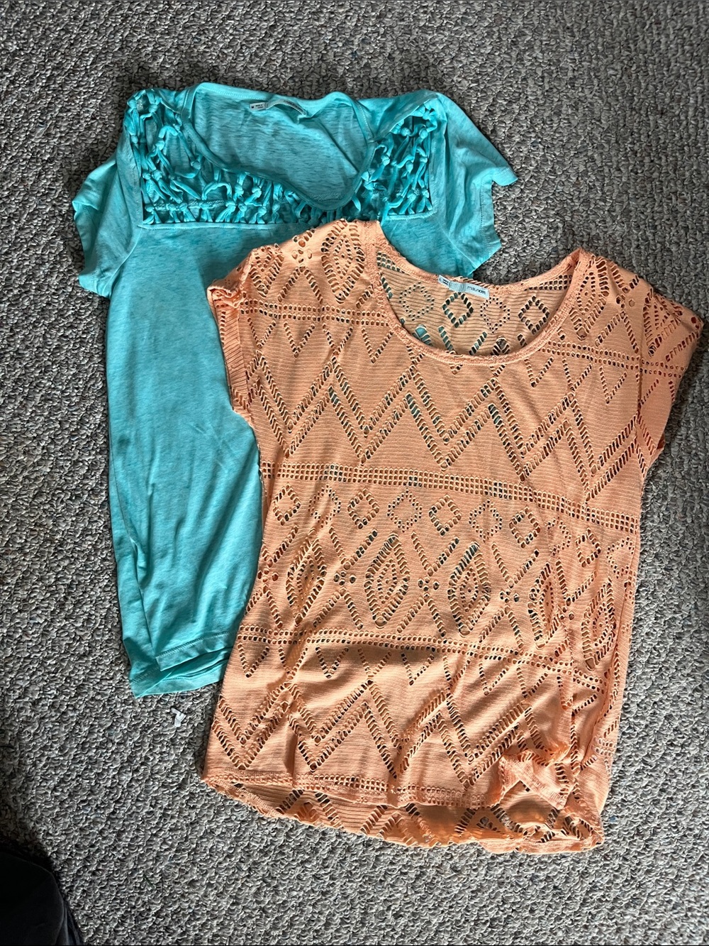 Maurices Peach and Teal Knot-Detail Tees
